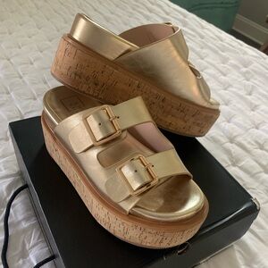 Gold ShuShop Lucinda platform sandals. Size 8.5